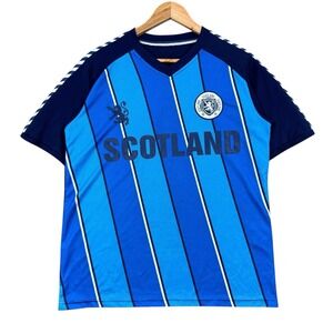 Scotland Soccer Jersey Men Medium Blue Sportswear Kit Striped Athletic Y2K
